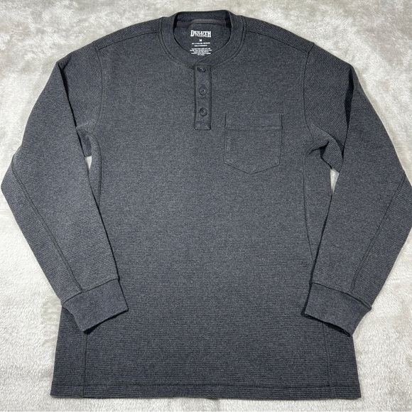 Duluth Trading Co Mens Medium Gray Henley Waffle Long Sleeve Shirt - Picture 8 of 8